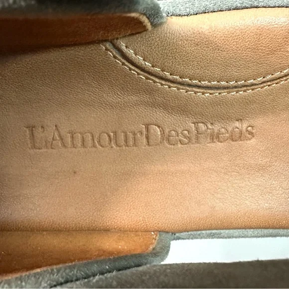 L'Amour Des Pieds Amadour Platform Sandal Gray Suede Size 9.5W Wide